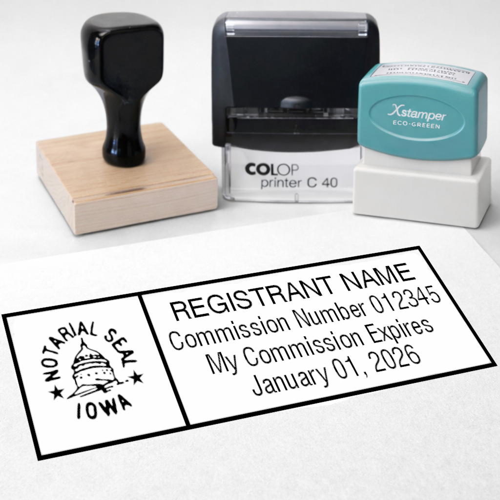 Rectangle Iowa Notary Stamps