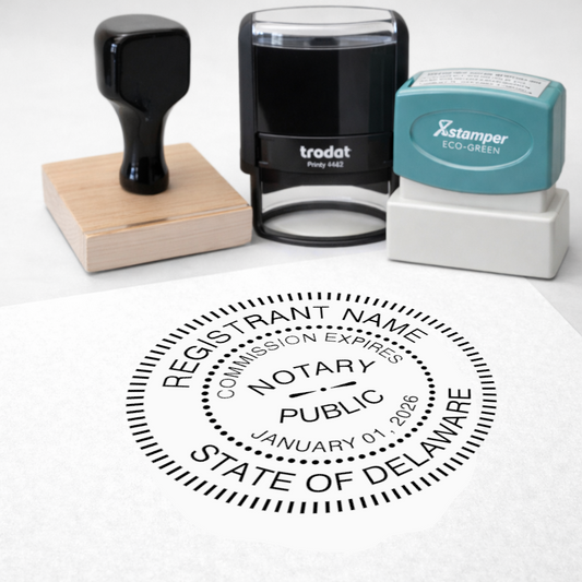 Delaware Round Notary Stamps