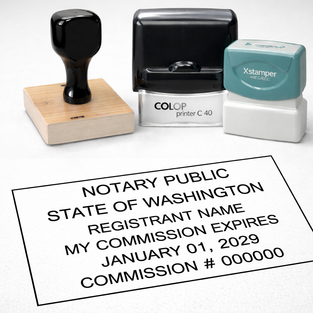 Square Border Washington Notary Stamp